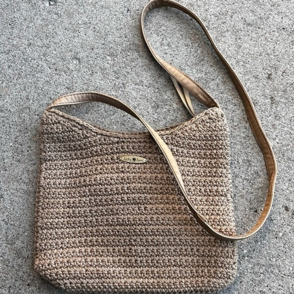 Lucky Brand Hobo‎ Bag Natural Cotton Slouchy Hippie Purse Tassel Indie Satchel - Picture 3 of 12